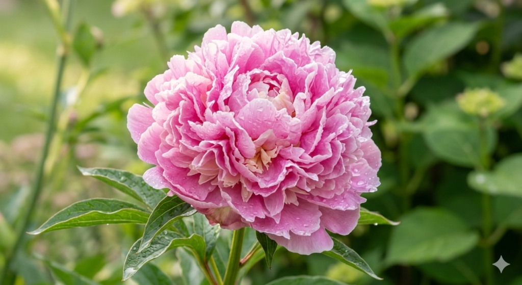 Soft blush Peonies in full bloom - classic types of pink flowers for romantic landscapes.
