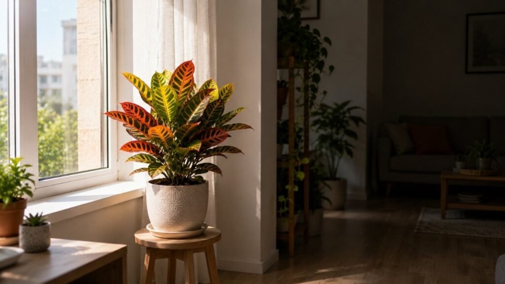 Croton plant light requirements near a bright indoor window